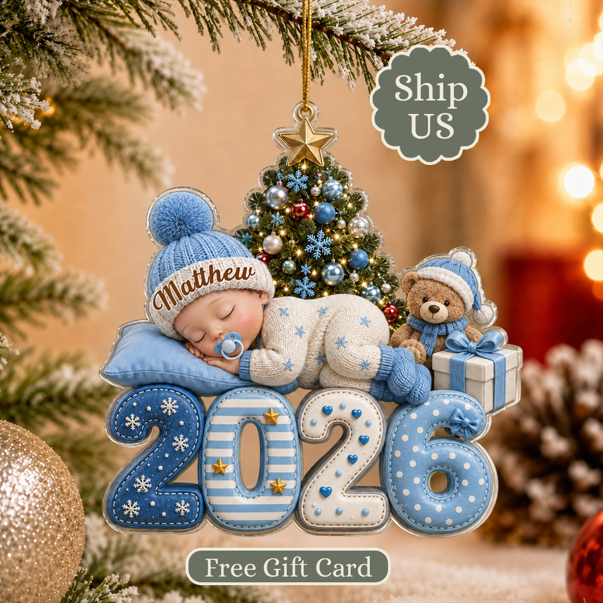 Personalized Baby's First Christmas Acrylic Ornament, Custom Baby Name 2026 Ornament, Baby Newborn Christmas Keepsake, New Parents Gift