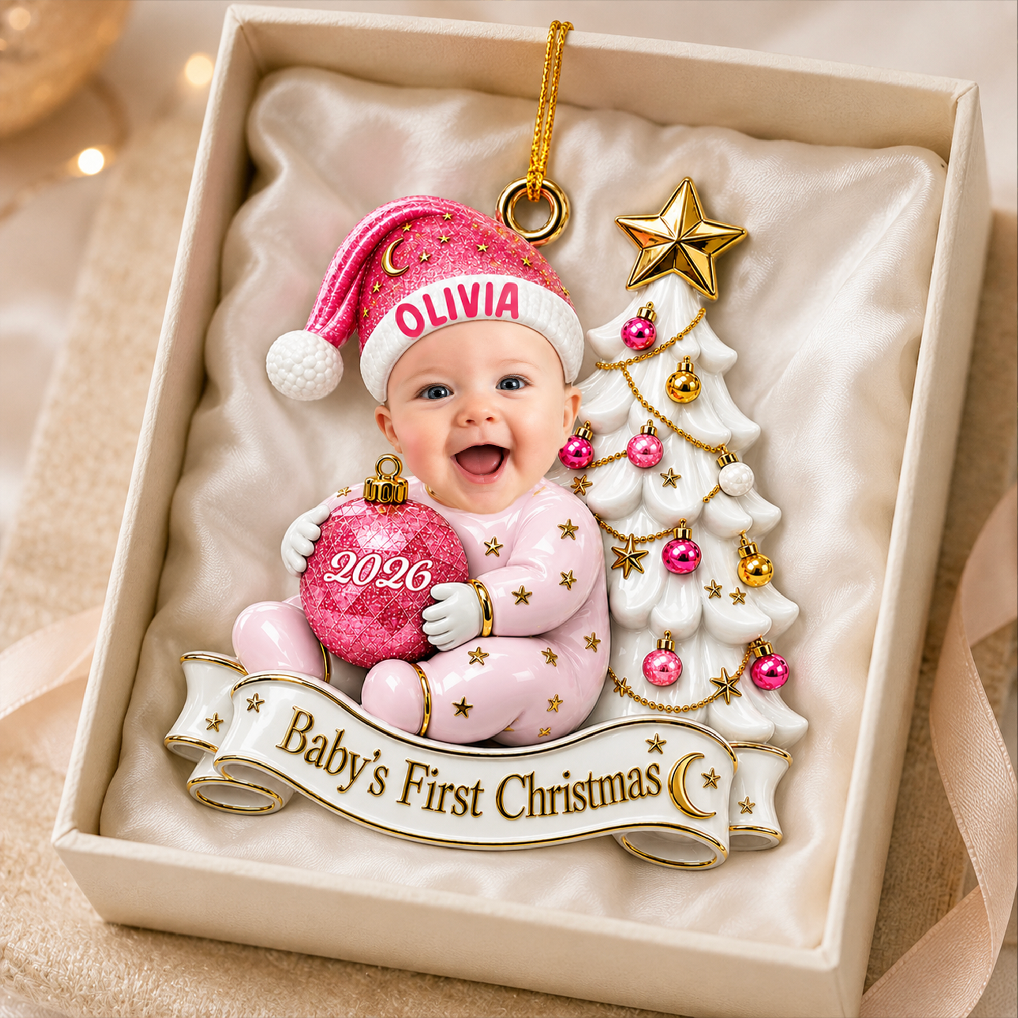 Personalized  Baby Face Acrylic Ornament: First Christmas Keepsake 2026, Baby Photo Ornament, Baby Christmas Gift, Newborn Gift