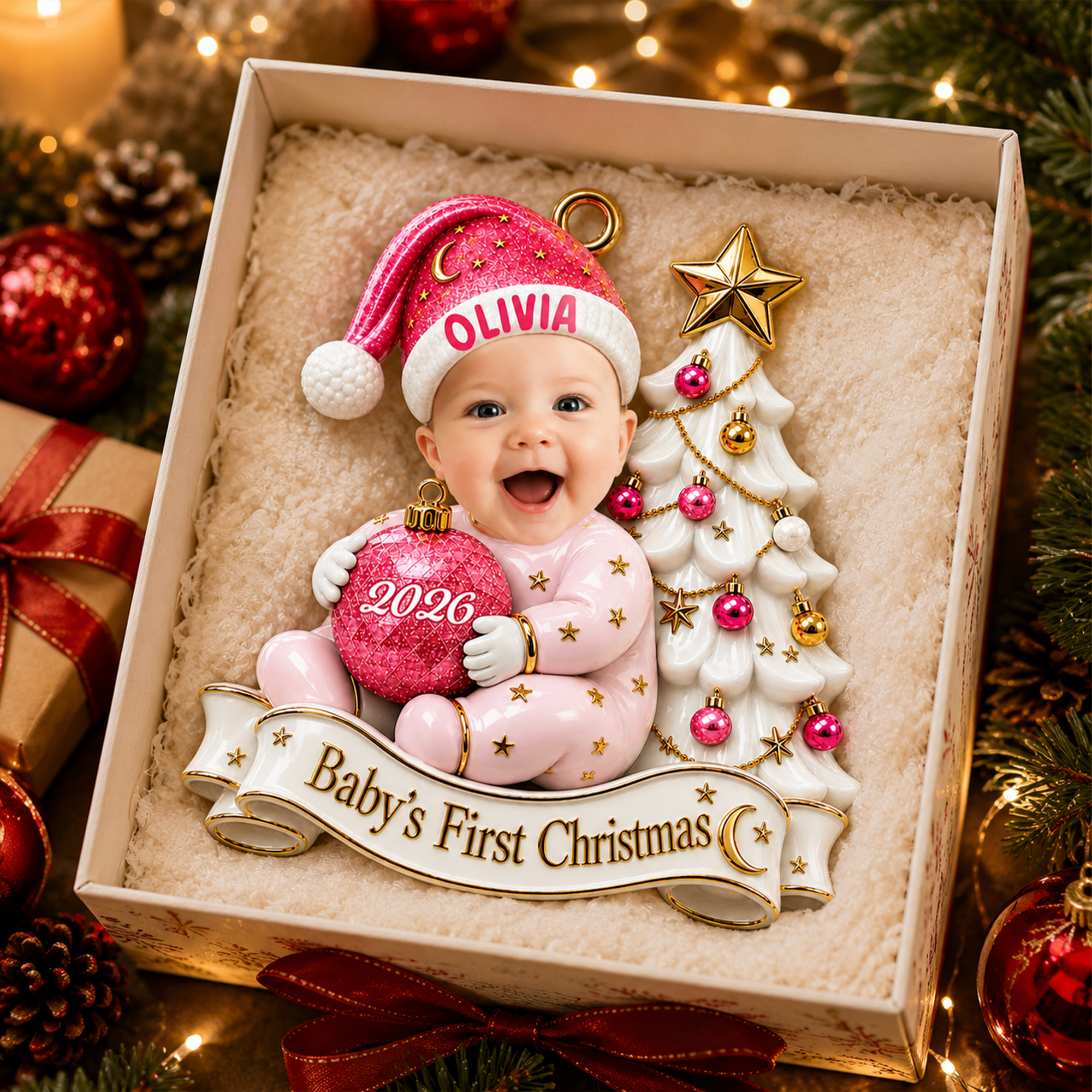 Personalized  Baby Face Acrylic Ornament: First Christmas Keepsake 2026, Baby Photo Ornament, Baby Christmas Gift, Newborn Gift