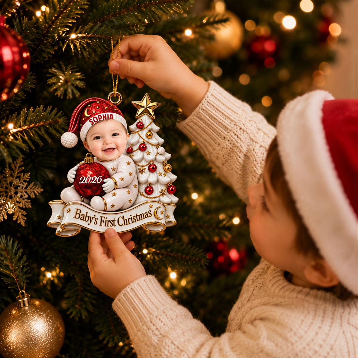 Personalized  Baby Face Acrylic Ornament: First Christmas Keepsake 2026, Baby Photo Ornament, Baby Christmas Gift, Newborn Gift
