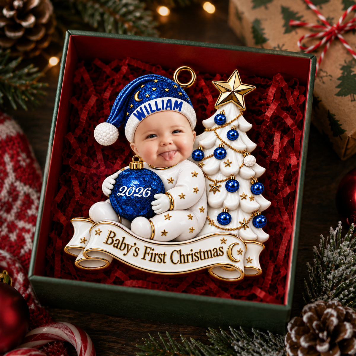 Personalized  Baby Face Acrylic Ornament: First Christmas Keepsake 2026, Baby Photo Ornament, Baby Christmas Gift, Newborn Gift