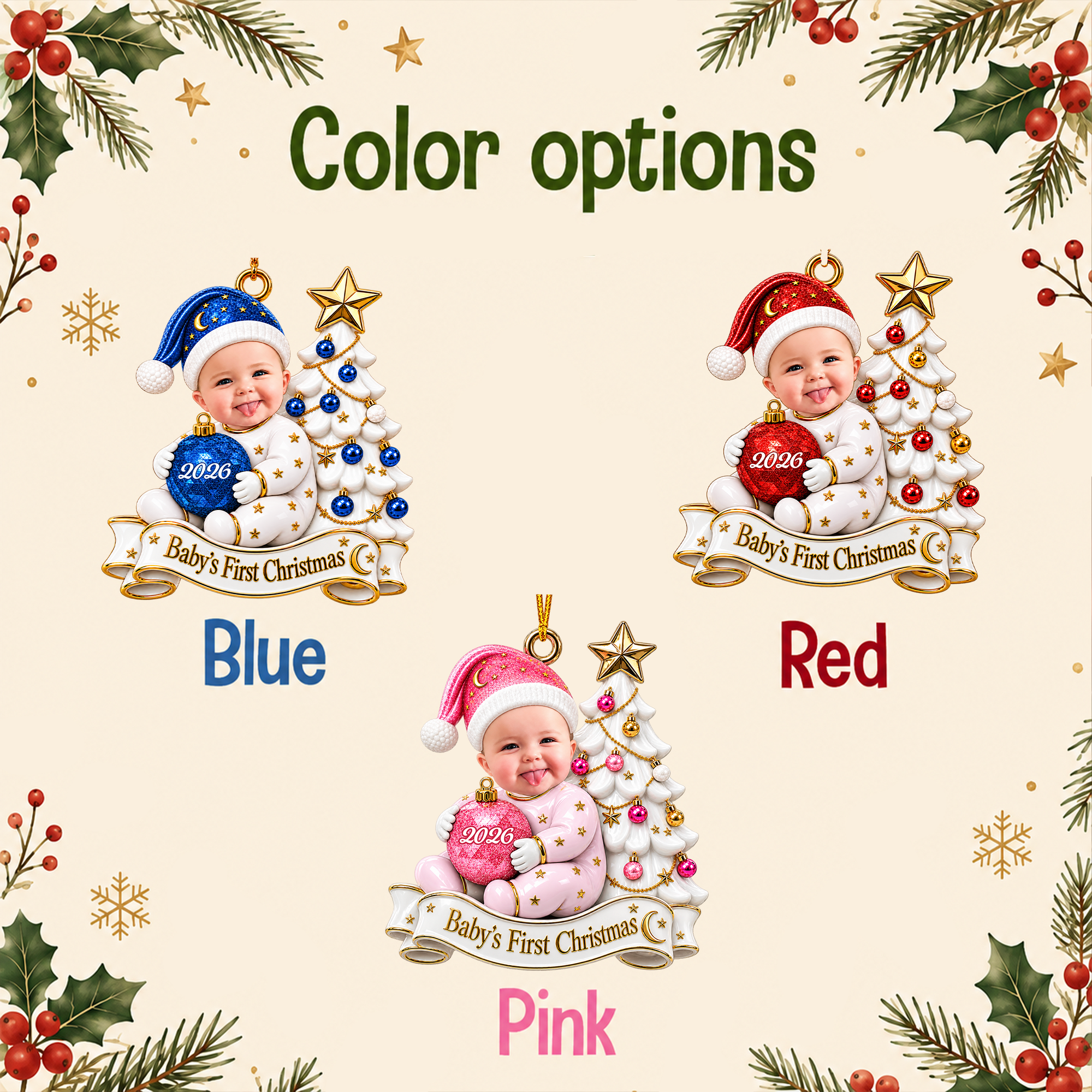Personalized  Baby Face Acrylic Ornament: First Christmas Keepsake 2026, Baby Photo Ornament, Baby Christmas Gift, Newborn Gift