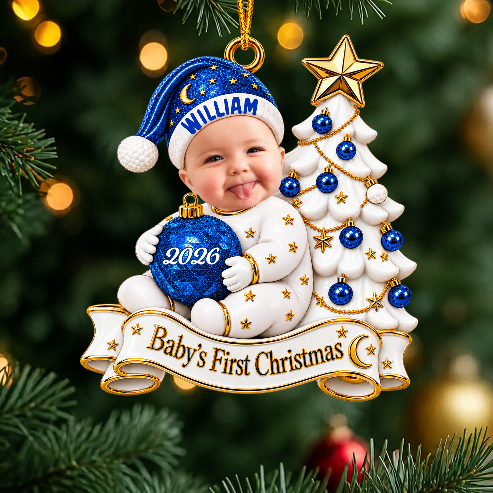 Personalized  Baby Face Acrylic Ornament: First Christmas Keepsake 2026, Baby Photo Ornament, Baby Christmas Gift, Newborn Gift
