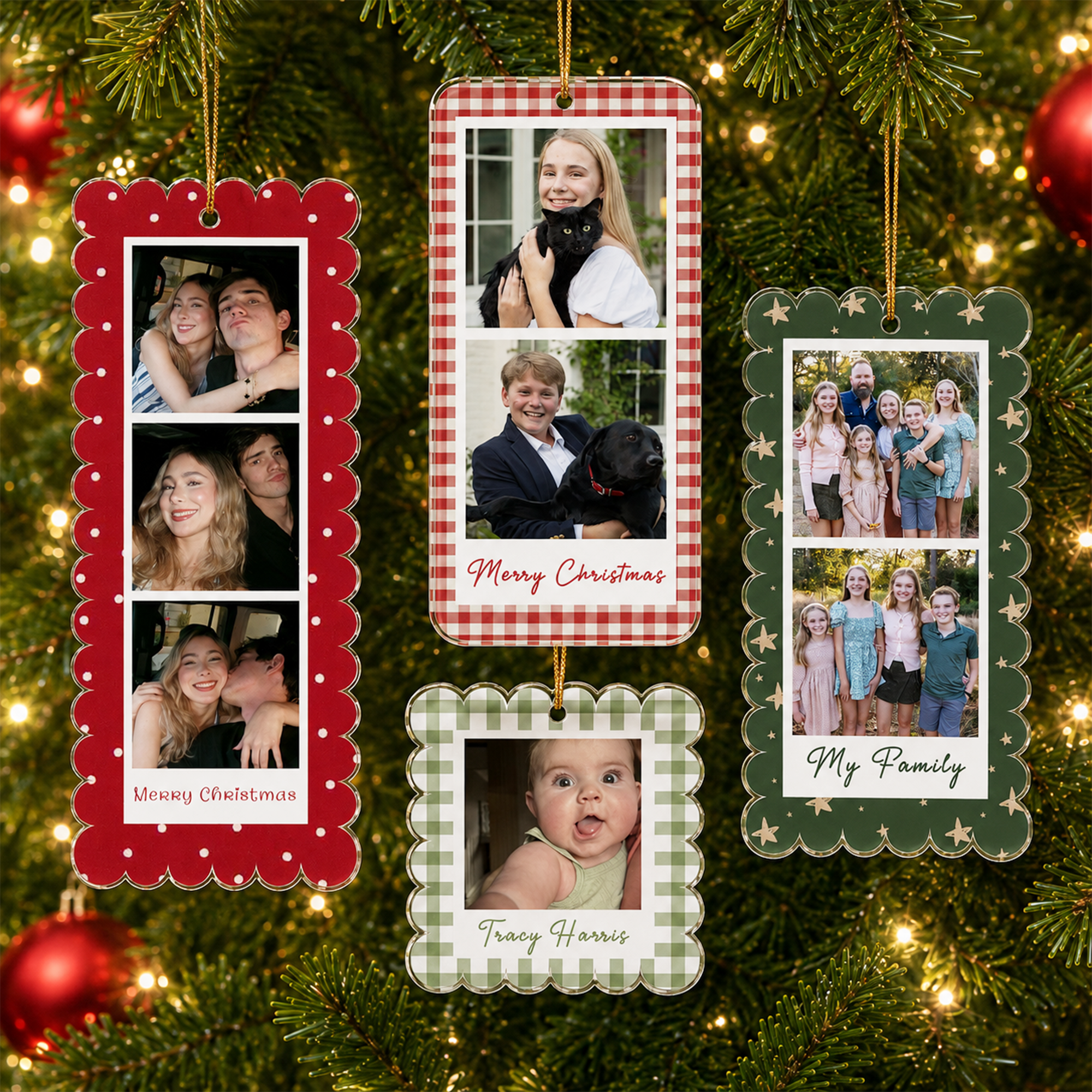 Personalized Photo Strip Christmas Ornament, Custom Family Photo Frame Ornament, Gift For Boyfriend, Besties Ornament Gift, Family Keepsake