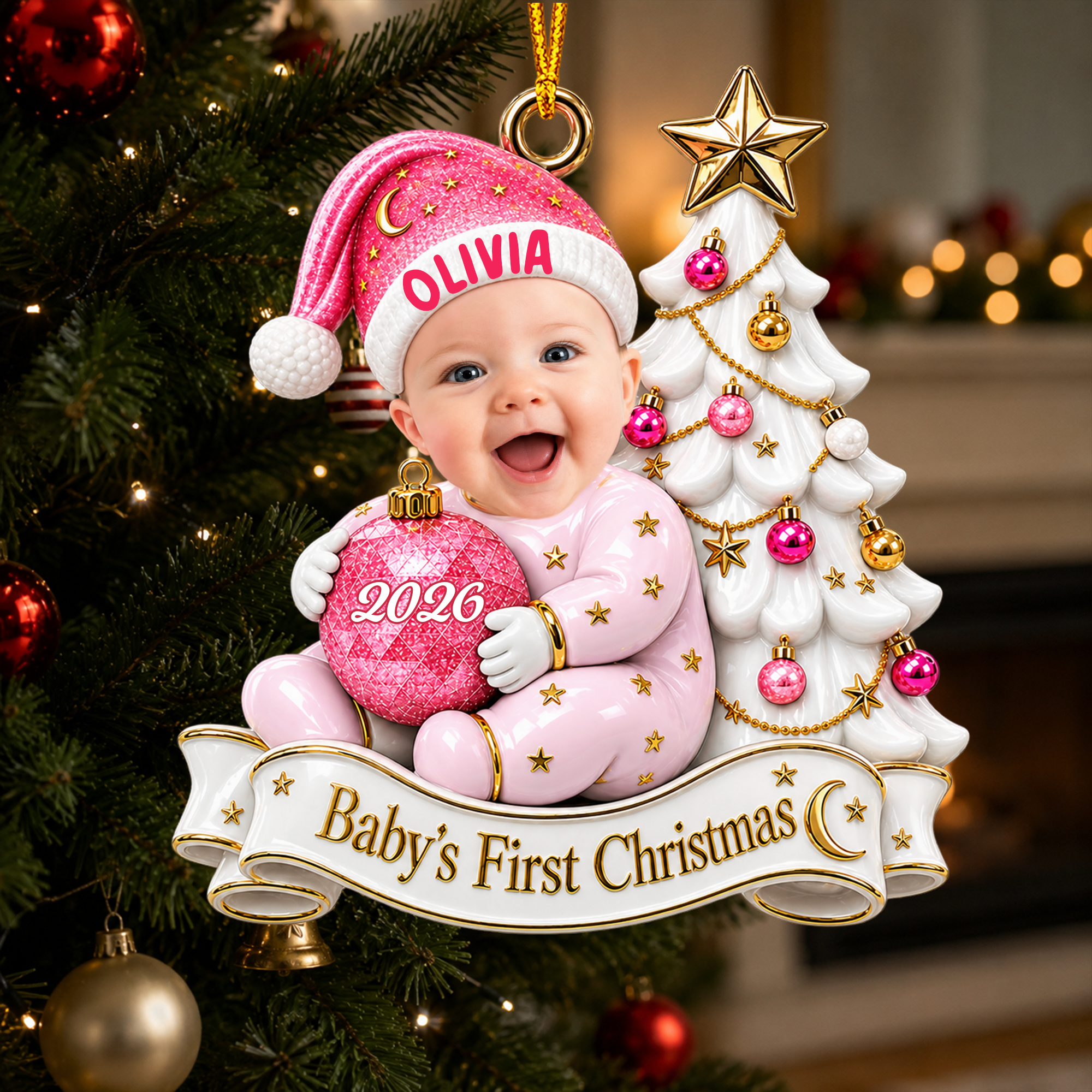 Personalized  Baby Face Acrylic Ornament: First Christmas Keepsake 2026, Baby Photo Ornament, Baby Christmas Gift, Newborn Gift