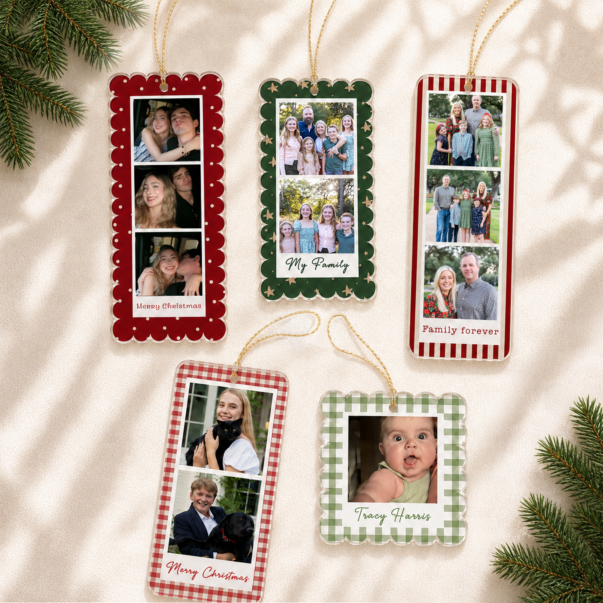Personalized Photo Strip Christmas Ornament, Custom Family Photo Frame Ornament, Gift For Boyfriend, Besties Ornament Gift, Family Keepsake