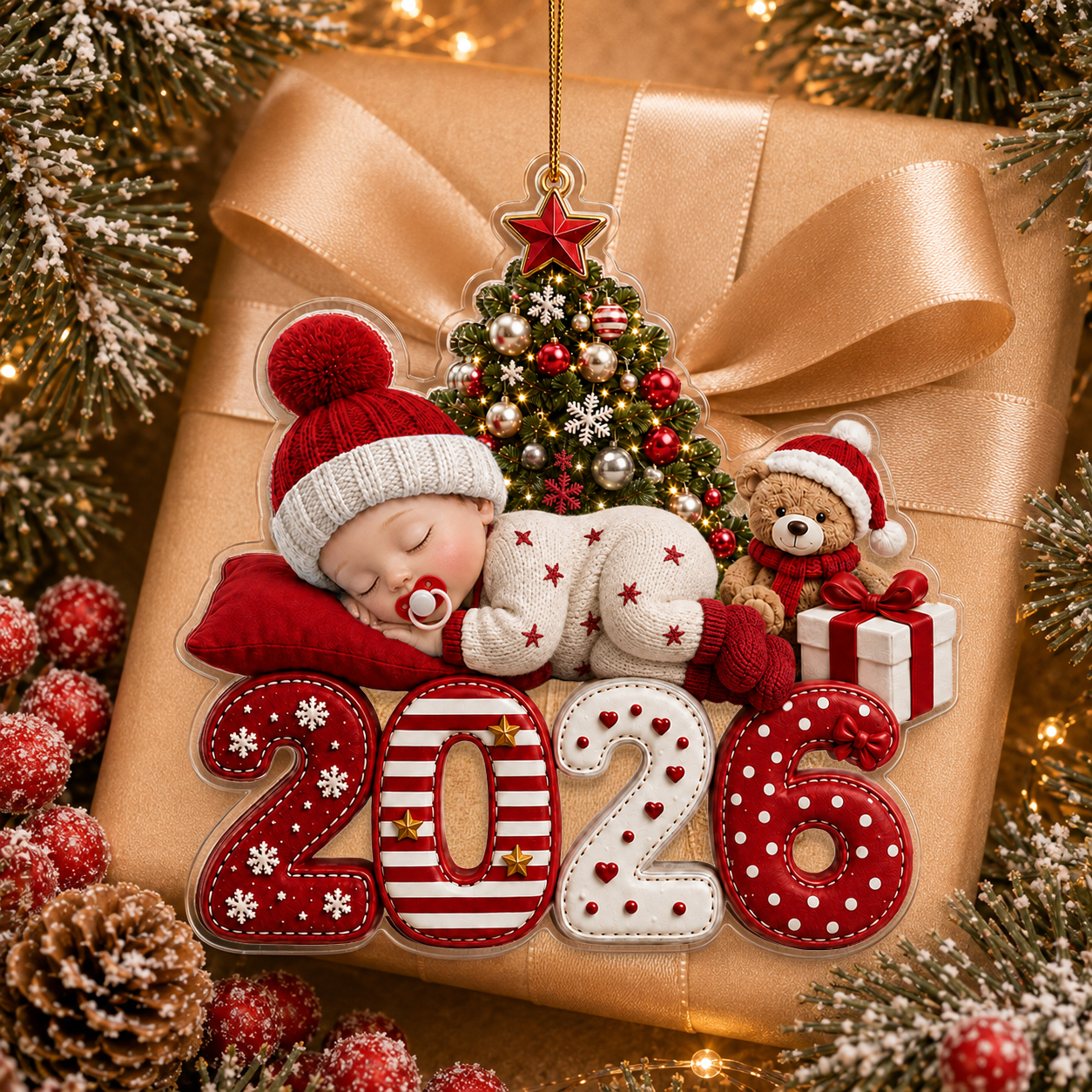 Personalized Baby's First Christmas Acrylic Ornament, Custom Baby Name 2026 Ornament, Baby Newborn Christmas Keepsake, New Parents Gift