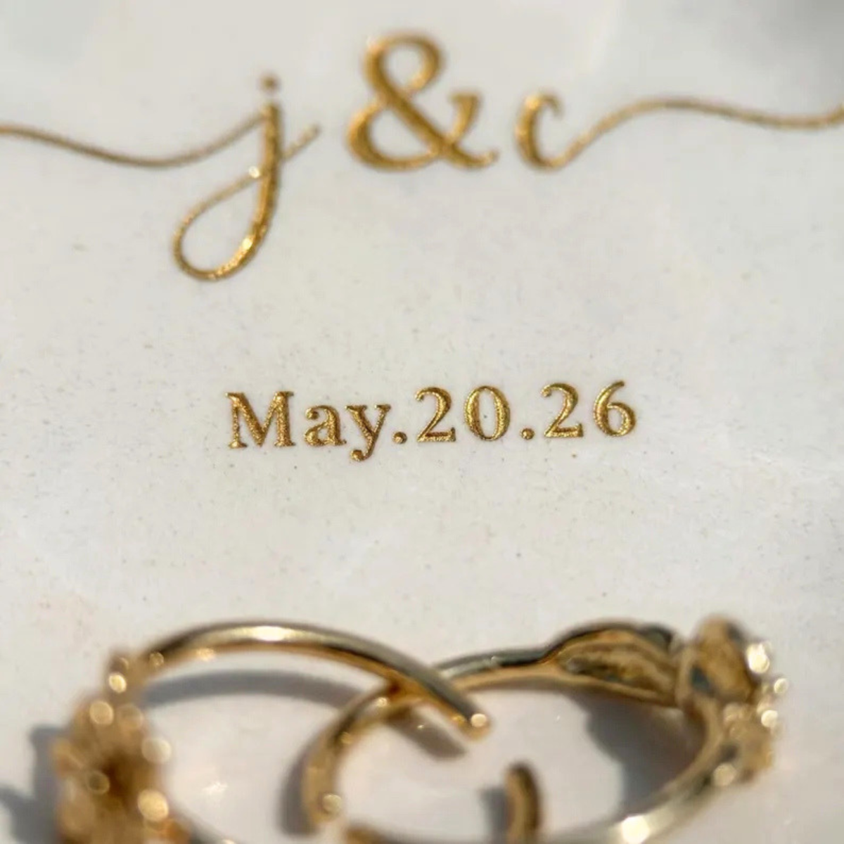 Personalized Engagement Ring Dish – Custom Initials & Date Jewelry Dish, Engagement & Wedding Gift