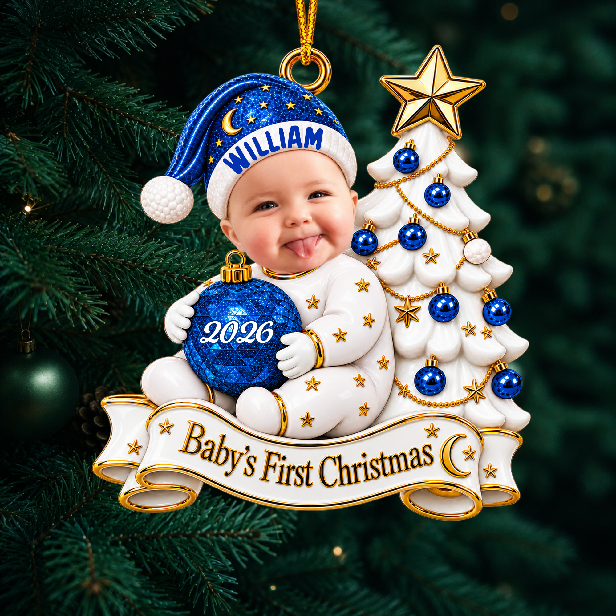 Personalized  Baby Face Acrylic Ornament: First Christmas Keepsake 2026, Baby Photo Ornament, Baby Christmas Gift, Newborn Gift