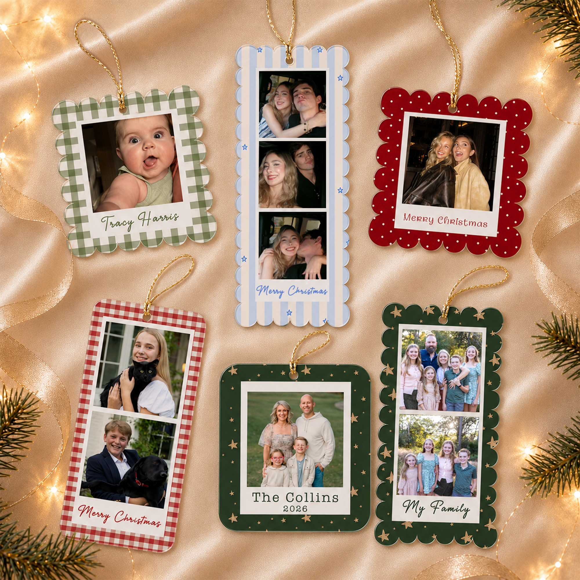 Personalized Photo Strip Christmas Ornament, Custom Family Photo Frame Ornament, Gift For Boyfriend, Besties Ornament Gift, Family Keepsake