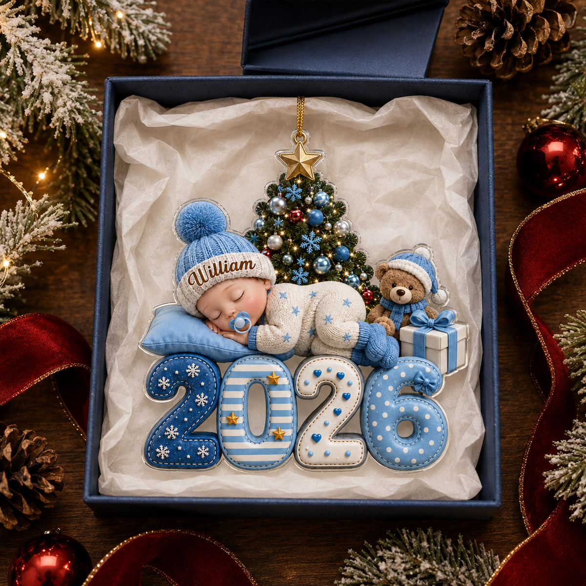 Personalized Baby's First Christmas Acrylic Ornament, Custom Baby Name 2026 Ornament, Baby Newborn Christmas Keepsake, New Parents Gift