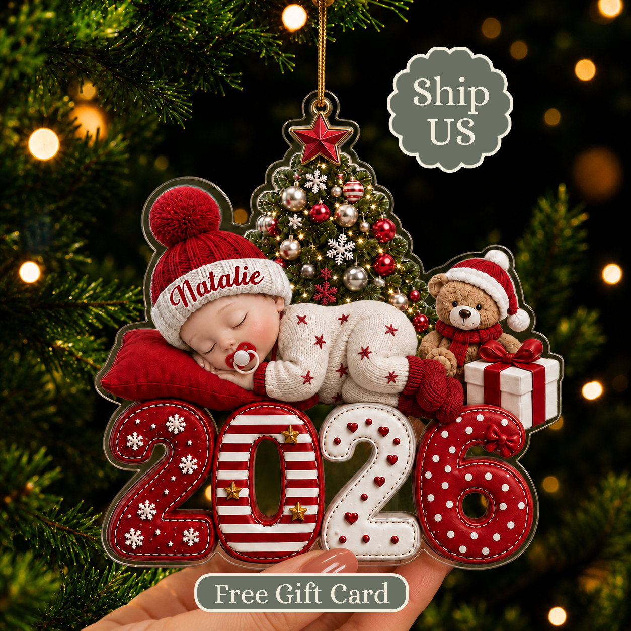 Personalized Baby's First Christmas Acrylic Ornament, Custom Baby Name 2026 Ornament, Baby Newborn Christmas Keepsake, New Parents Gift
