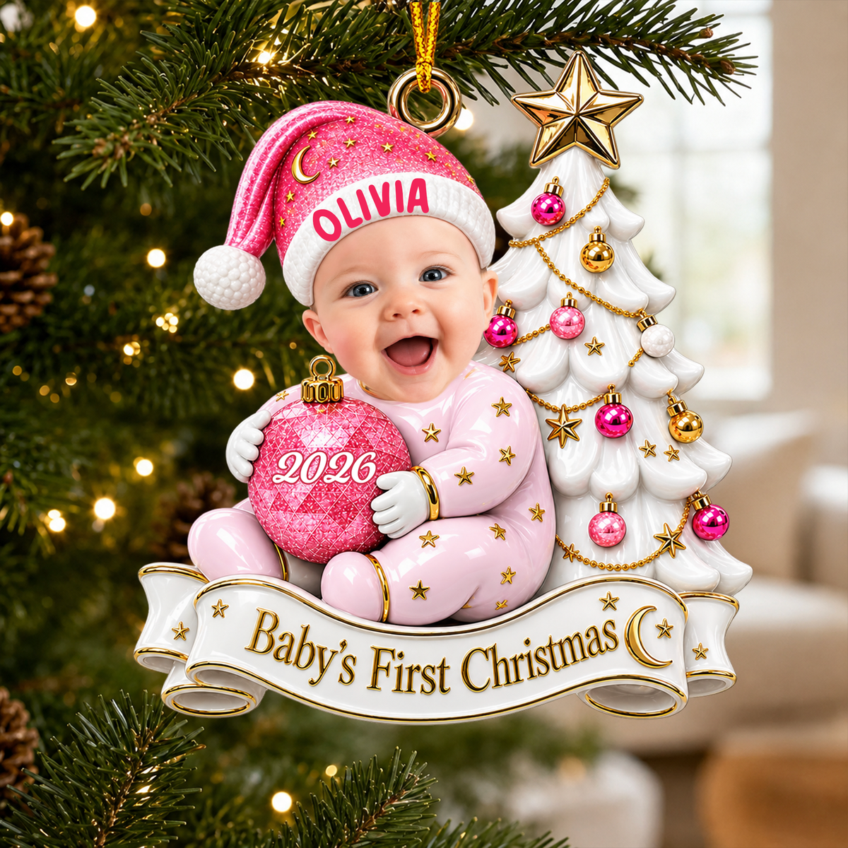 Personalized  Baby Face Acrylic Ornament: First Christmas Keepsake 2026, Baby Photo Ornament, Baby Christmas Gift, Newborn Gift