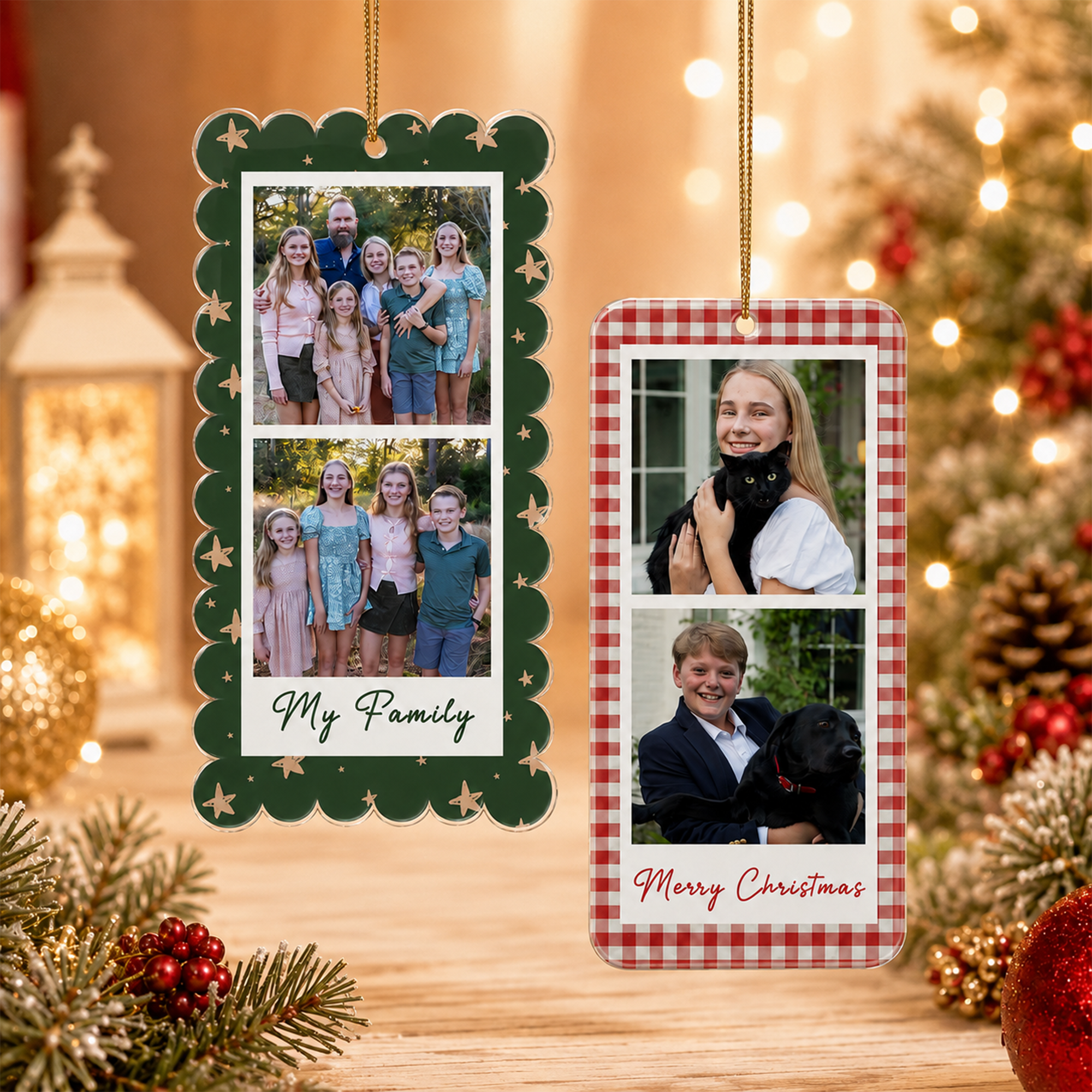 Personalized Photo Strip Christmas Ornament, Custom Family Photo Frame Ornament, Gift For Boyfriend, Besties Ornament Gift, Family Keepsake