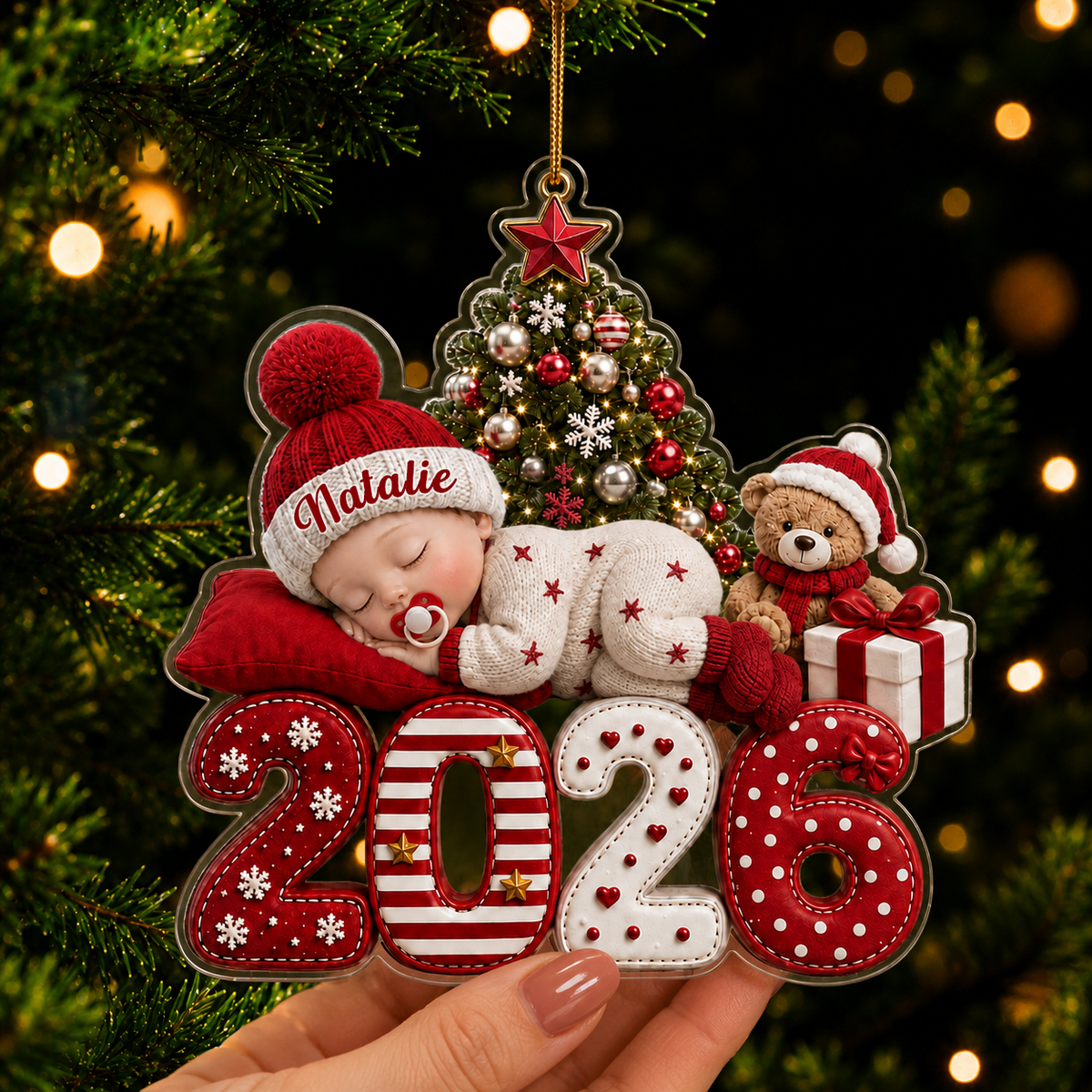 Personalized Baby's First Christmas Acrylic Ornament, Custom Baby Name 2026 Ornament, Baby Newborn Christmas Keepsake, New Parents Gift