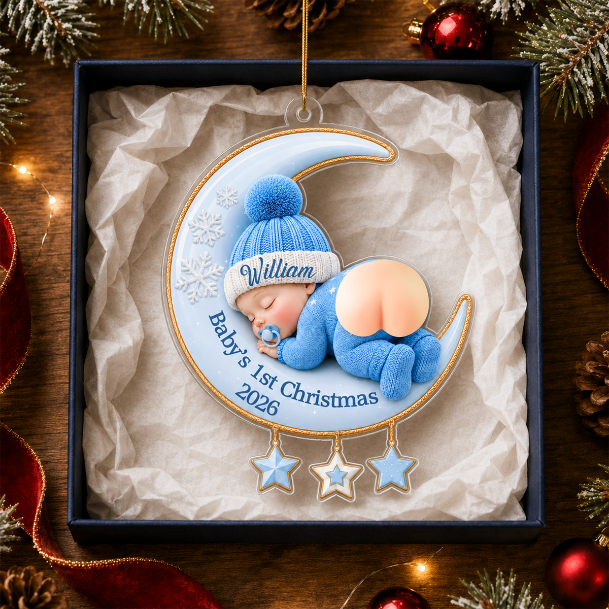 Personalized Baby's First Christmas Acrylic Ornament, Custom Baby Name 2026 Ornament, Personalized Squishy Acrylic Ornament, 3D Squishy Decor