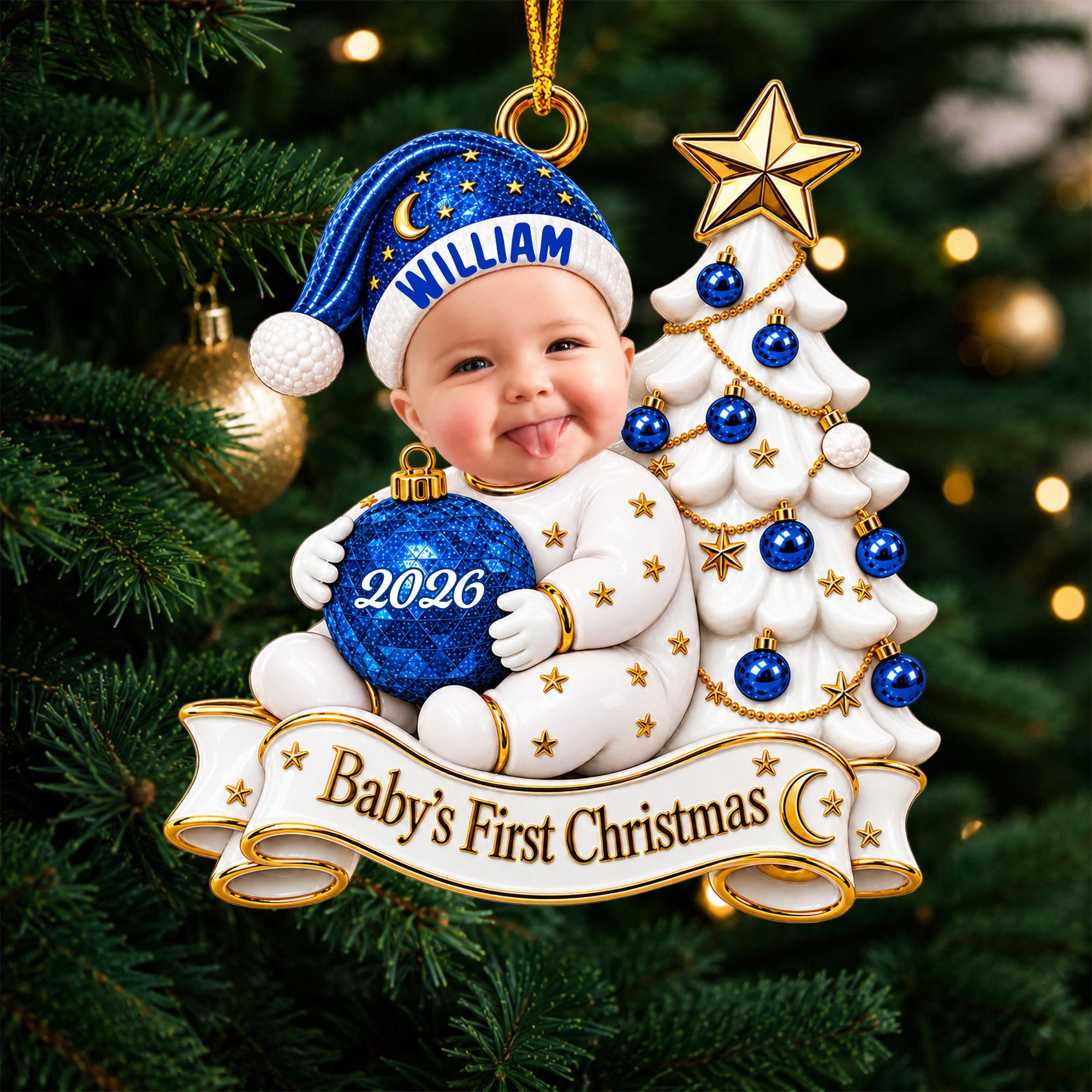 Personalized  Baby Face Acrylic Ornament: First Christmas Keepsake 2026, Baby Photo Ornament, Baby Christmas Gift, Newborn Gift