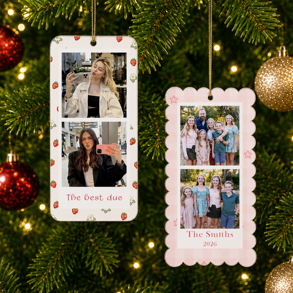 Personalized Photo Strip Christmas Ornament, Custom Family Photo Frame Ornament, Gift For Boyfriend, Besties Ornament Gift, Family Keepsake