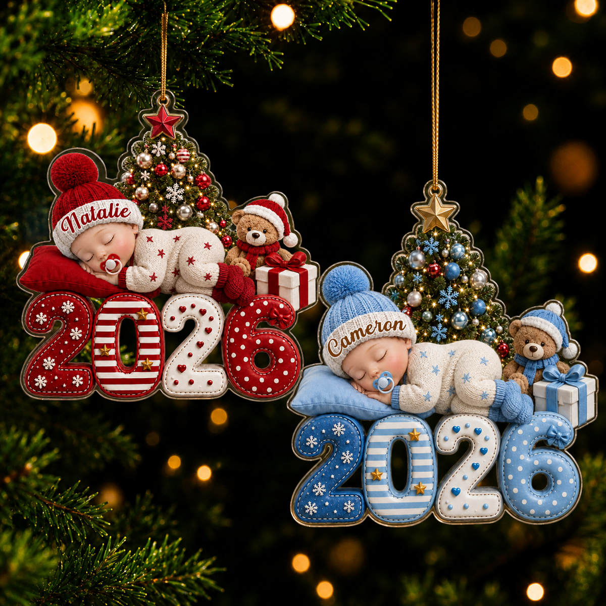 Personalized Baby's First Christmas Acrylic Ornament, Custom Baby Name 2026 Ornament, Baby Newborn Christmas Keepsake, New Parents Gift