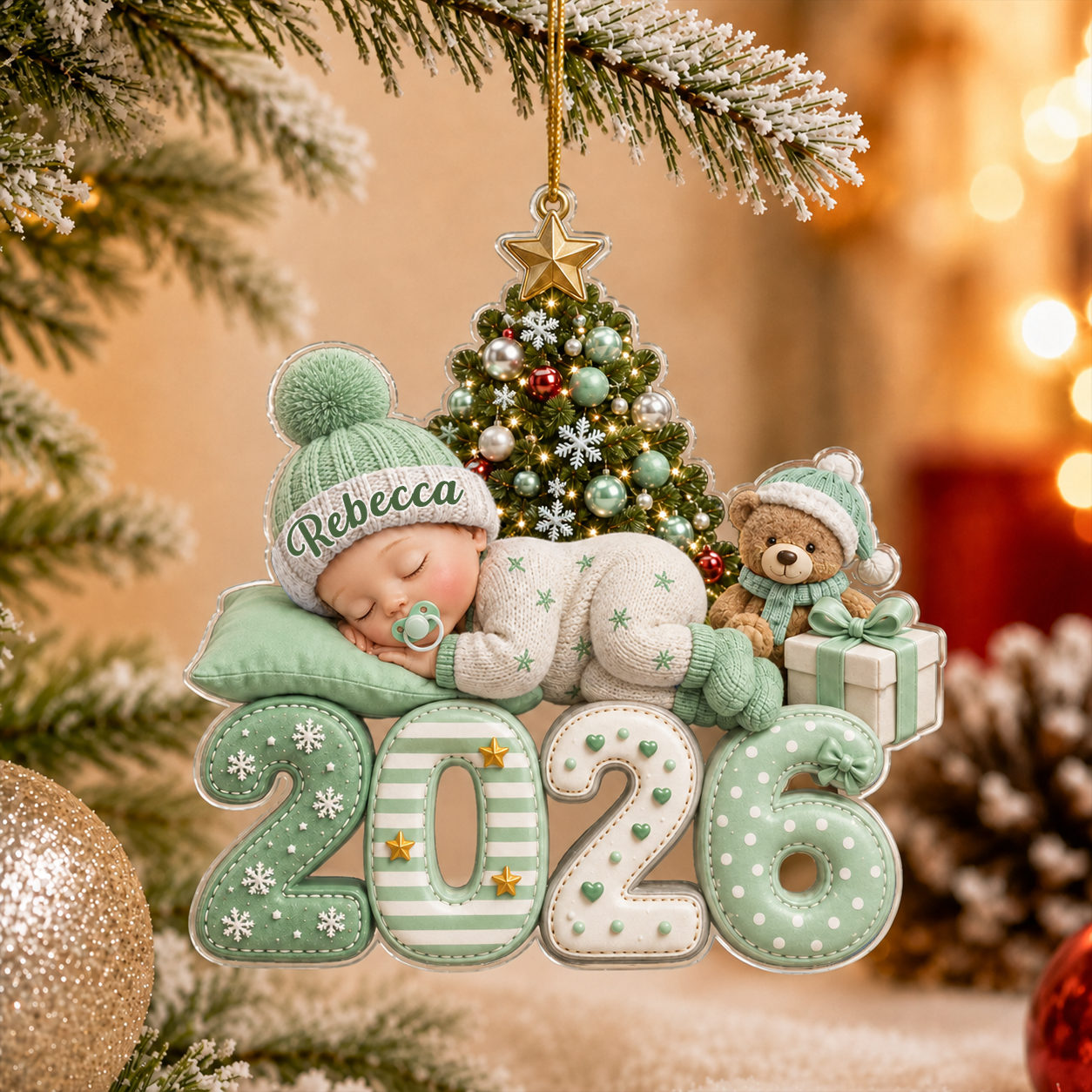 Personalized Baby's First Christmas Acrylic Ornament, Custom Baby Name 2026 Ornament, Baby Newborn Christmas Keepsake, New Parents Gift