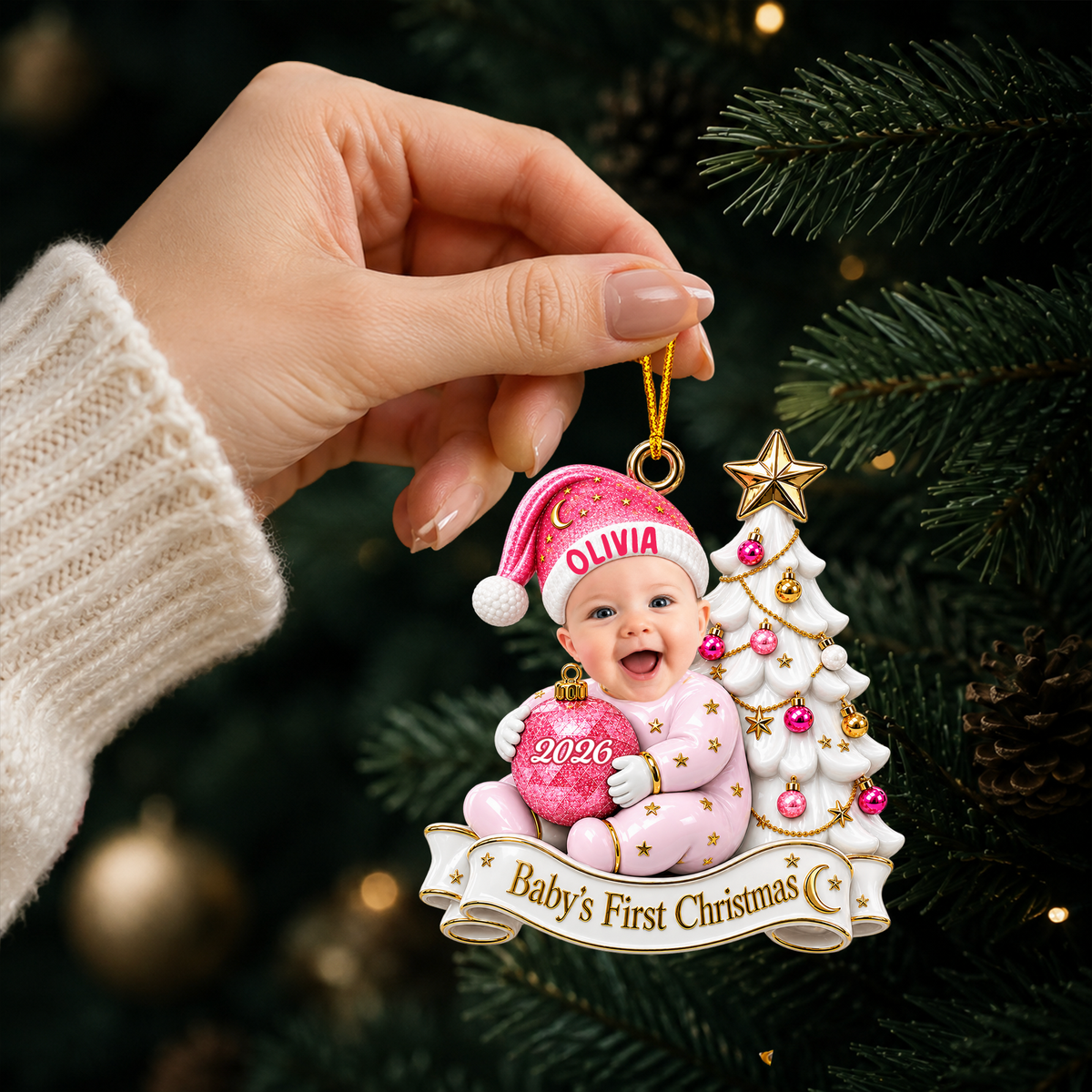 Personalized  Baby Face Acrylic Ornament: First Christmas Keepsake 2026, Baby Photo Ornament, Baby Christmas Gift, Newborn Gift