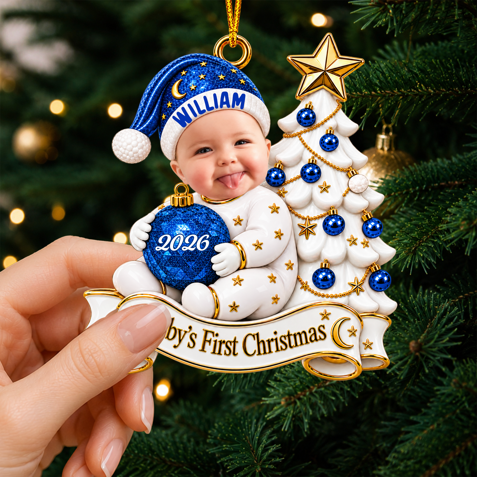 Personalized  Baby Face Acrylic Ornament: First Christmas Keepsake 2026, Baby Photo Ornament, Baby Christmas Gift, Newborn Gift