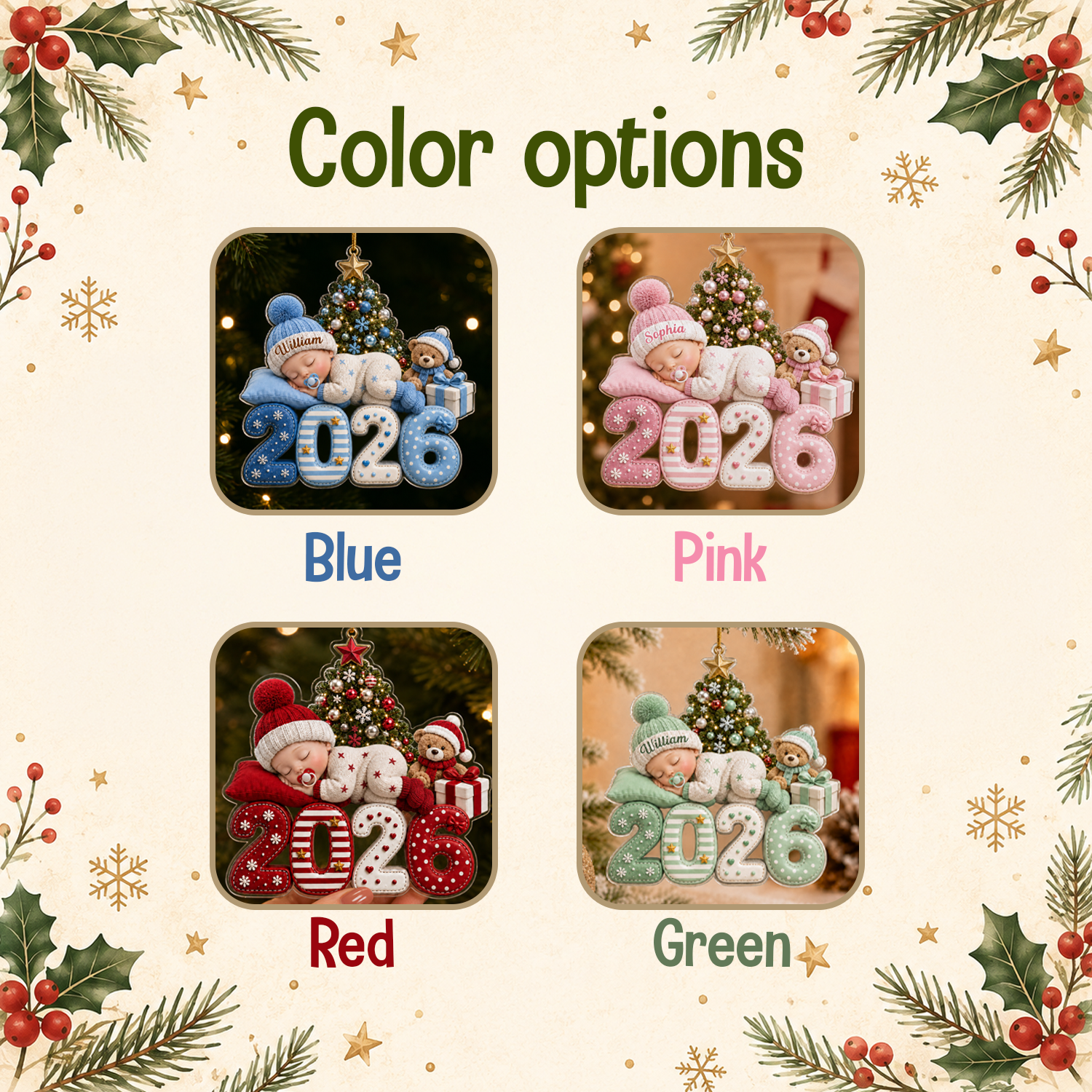 Personalized Baby's First Christmas Acrylic Ornament, Custom Baby Name 2026 Ornament, Baby Newborn Christmas Keepsake, New Parents Gift