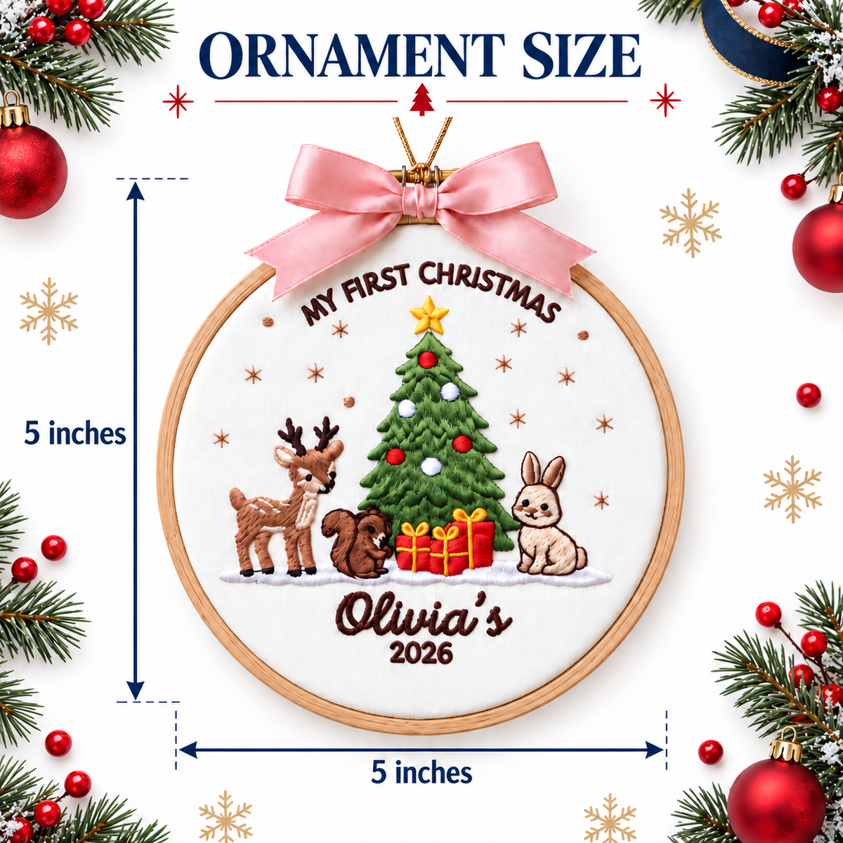 Personalized First Christmas Embroidered