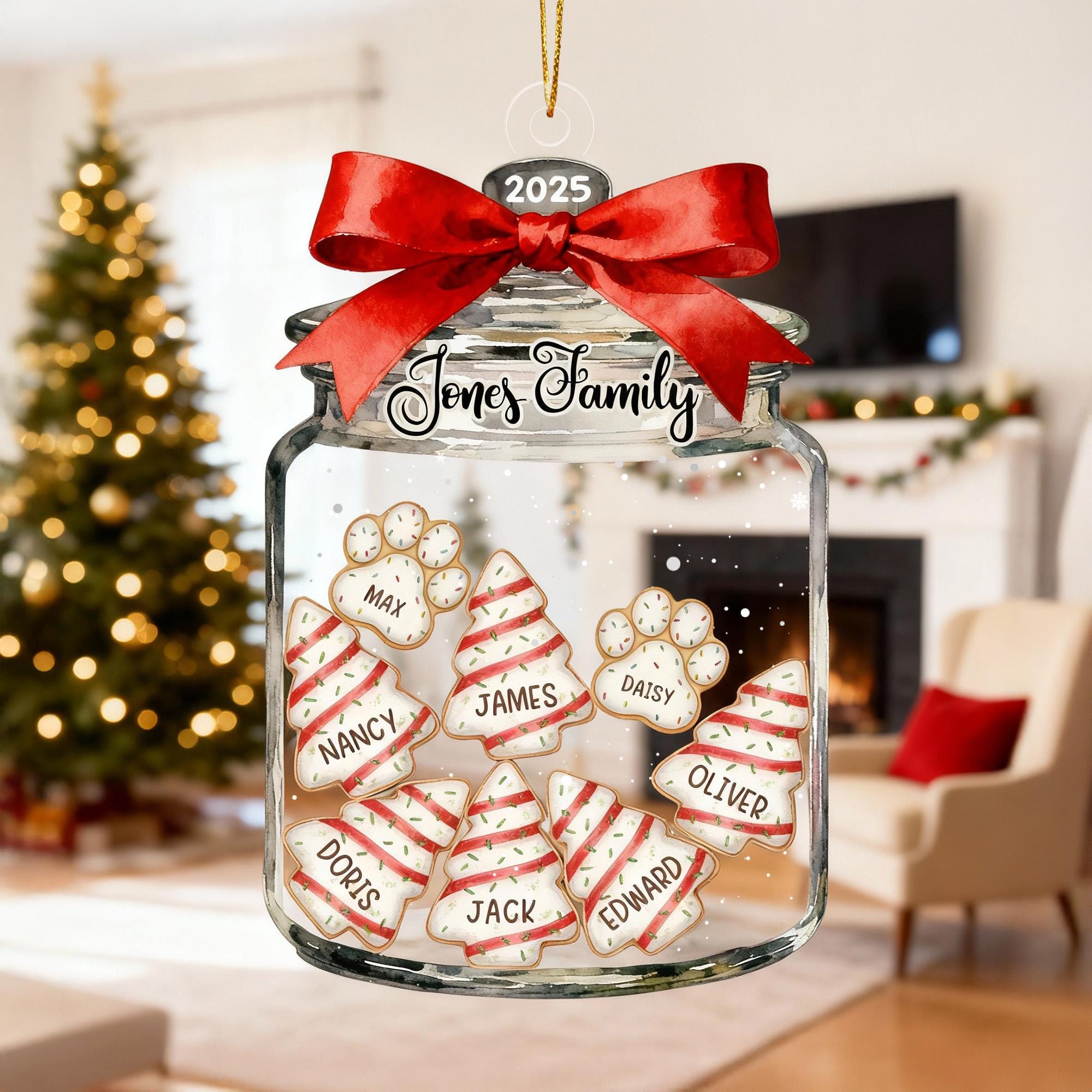 Personalized Family Christmas Ornament, Cookie Jar Keepsake